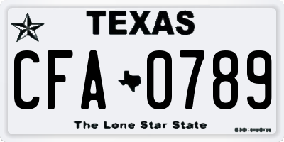 TX license plate CFA0789