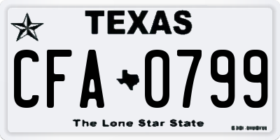 TX license plate CFA0799