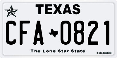 TX license plate CFA0821