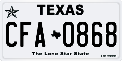 TX license plate CFA0868