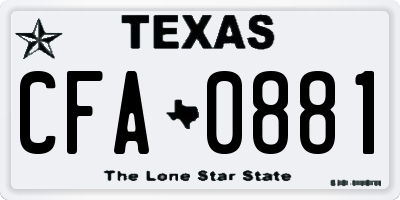 TX license plate CFA0881