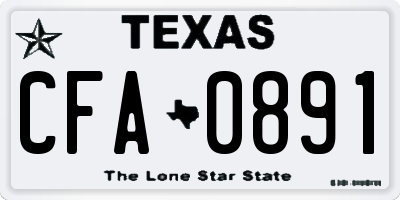 TX license plate CFA0891