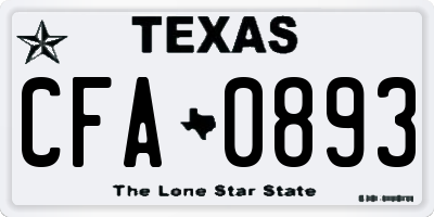 TX license plate CFA0893