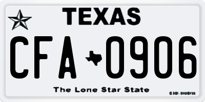 TX license plate CFA0906