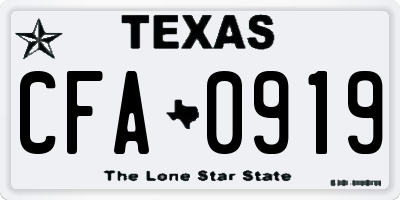 TX license plate CFA0919