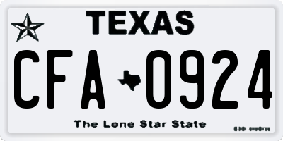 TX license plate CFA0924
