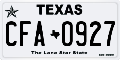 TX license plate CFA0927