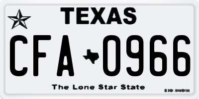 TX license plate CFA0966