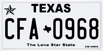 TX license plate CFA0968