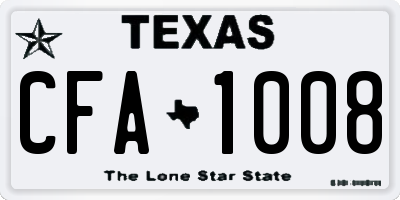 TX license plate CFA1008