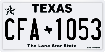 TX license plate CFA1053