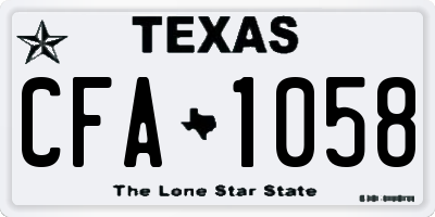 TX license plate CFA1058