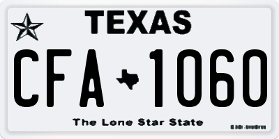 TX license plate CFA1060