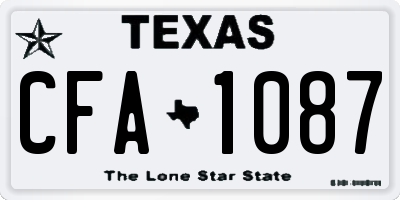 TX license plate CFA1087