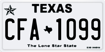 TX license plate CFA1099