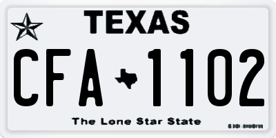 TX license plate CFA1102