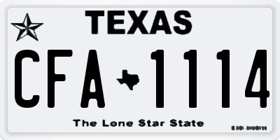 TX license plate CFA1114