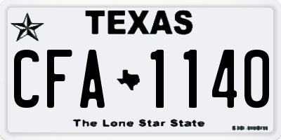 TX license plate CFA1140