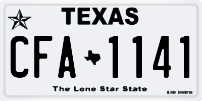 TX license plate CFA1141