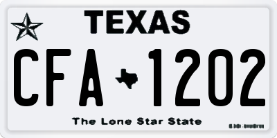 TX license plate CFA1202