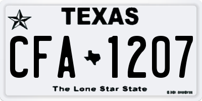 TX license plate CFA1207