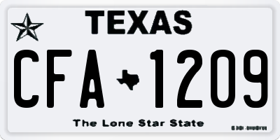 TX license plate CFA1209