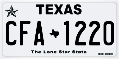 TX license plate CFA1220