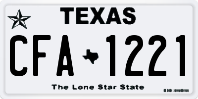 TX license plate CFA1221