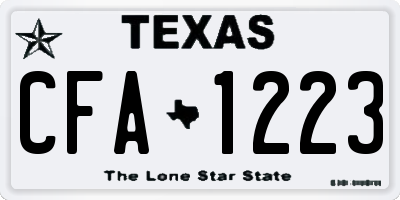 TX license plate CFA1223