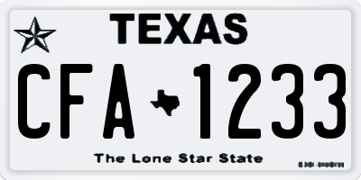 TX license plate CFA1233