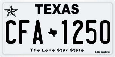 TX license plate CFA1250