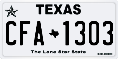 TX license plate CFA1303