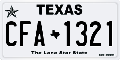 TX license plate CFA1321