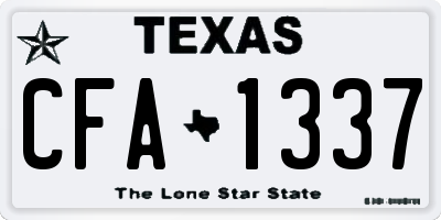 TX license plate CFA1337