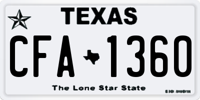 TX license plate CFA1360