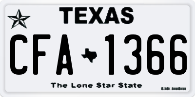 TX license plate CFA1366