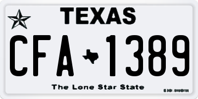 TX license plate CFA1389