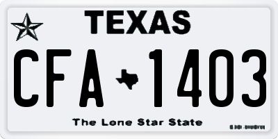TX license plate CFA1403