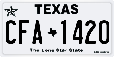 TX license plate CFA1420
