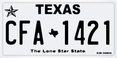 TX license plate CFA1421