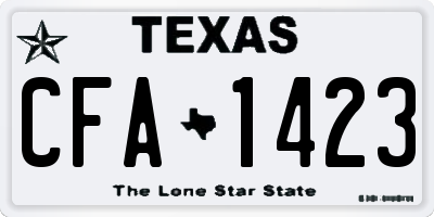TX license plate CFA1423