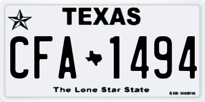 TX license plate CFA1494