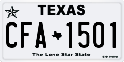 TX license plate CFA1501