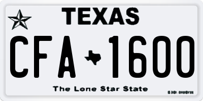 TX license plate CFA1600