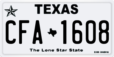 TX license plate CFA1608