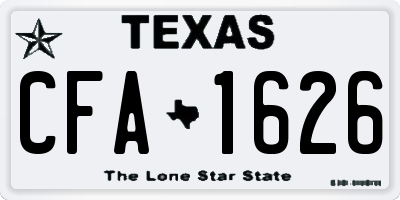 TX license plate CFA1626