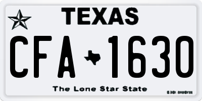 TX license plate CFA1630