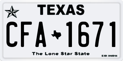 TX license plate CFA1671