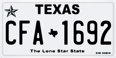 TX license plate CFA1692