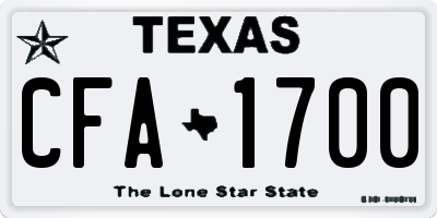 TX license plate CFA1700